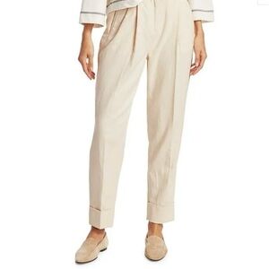 Beige High-Waisted Trousers